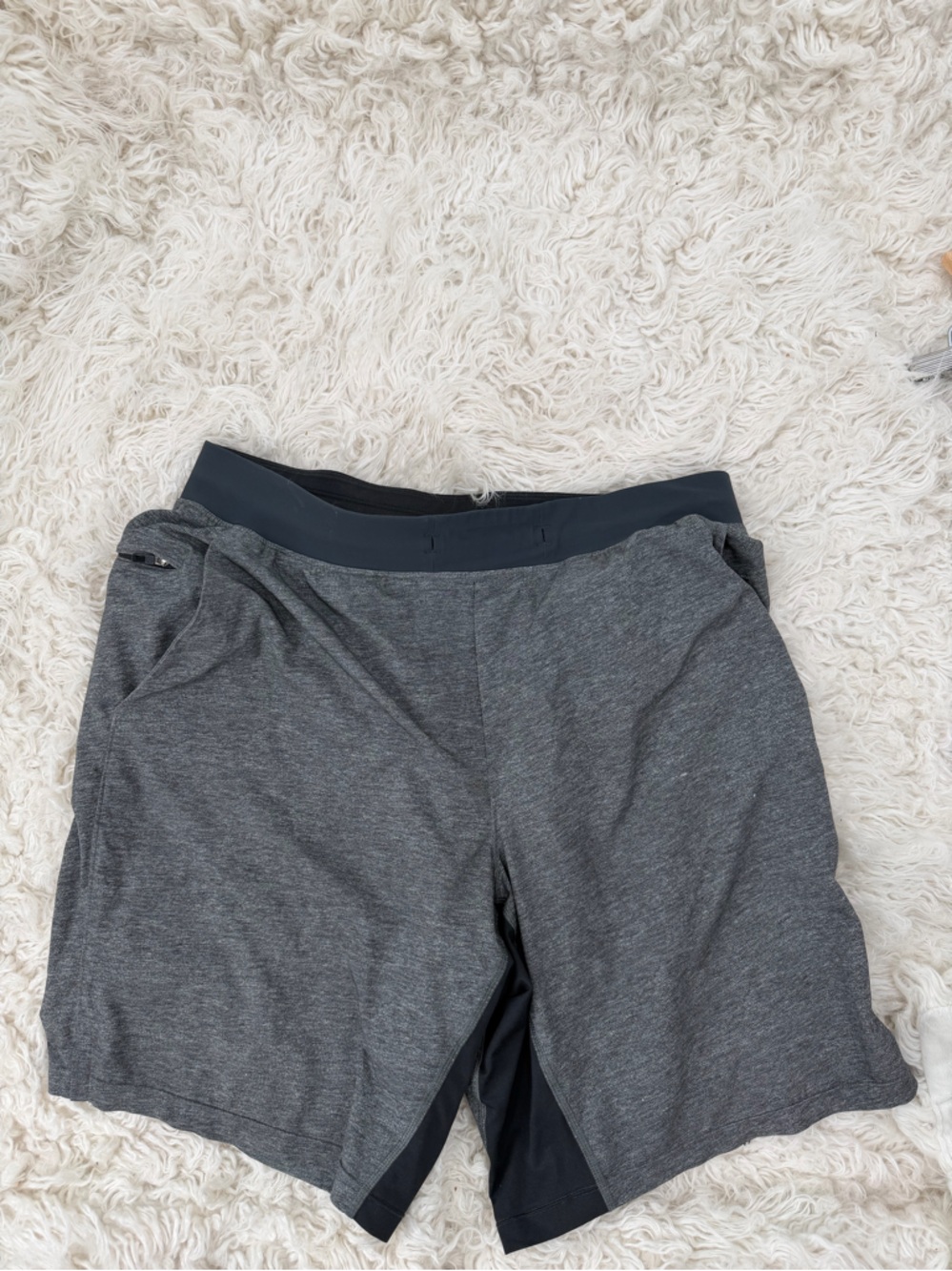 Dark Gray Men’s T.H.E. Athletic Shorts with Navy Waistband Size L